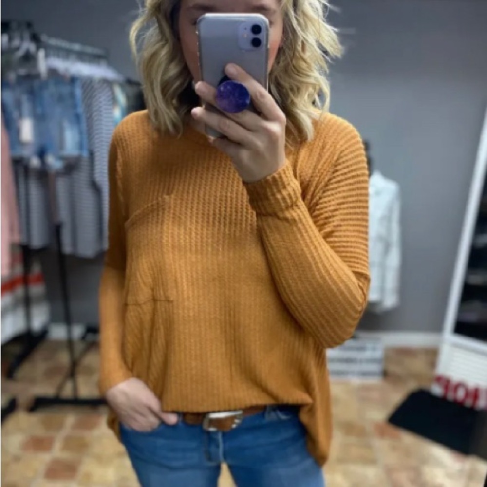 BOUTIQUE Waffle Knit L/S Top NEW!